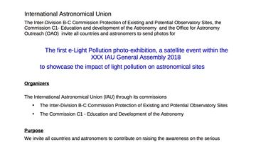 The first e-Light Pollution photo-exhibition