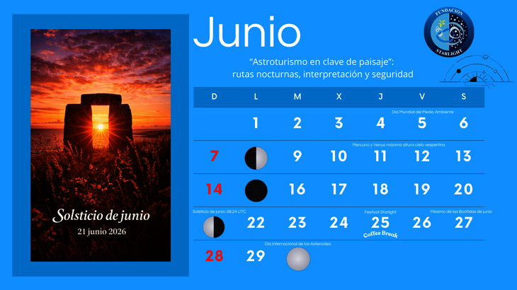 Junio 2026 astroturismo paisaje y noches de verano en la agenda Starlight