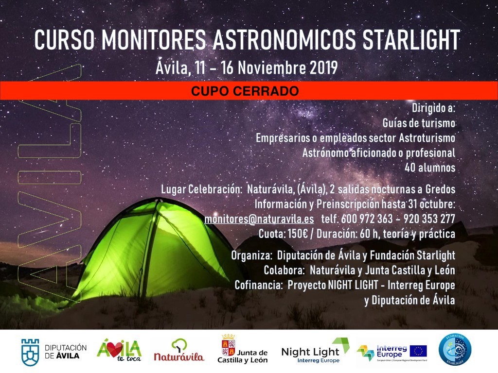 CURSO MONITORES ASTRONÓMICOS STARLIGHT EN ÁVILA